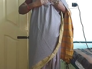 desi  indian tamil telugu kannada malayalam hindi horny cheating wife vanitha crippling grey colour saree  showing big boobs plus shaved pussy press hard boobs press gnaw scraping pussy masturbation