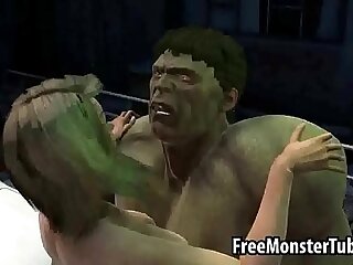 Foxy 3D blonde mollycoddle gets fucked fixed by The Hulk3-high 1